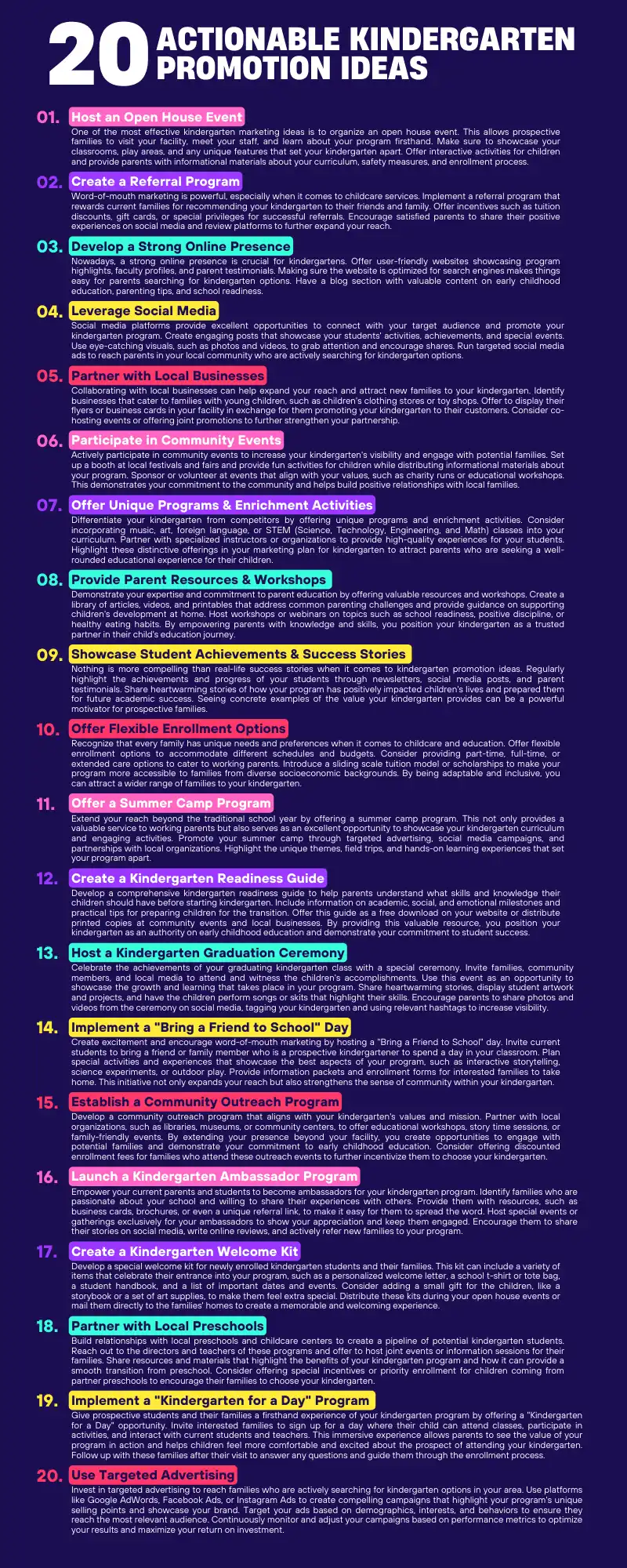 kindergarten promotion ideas